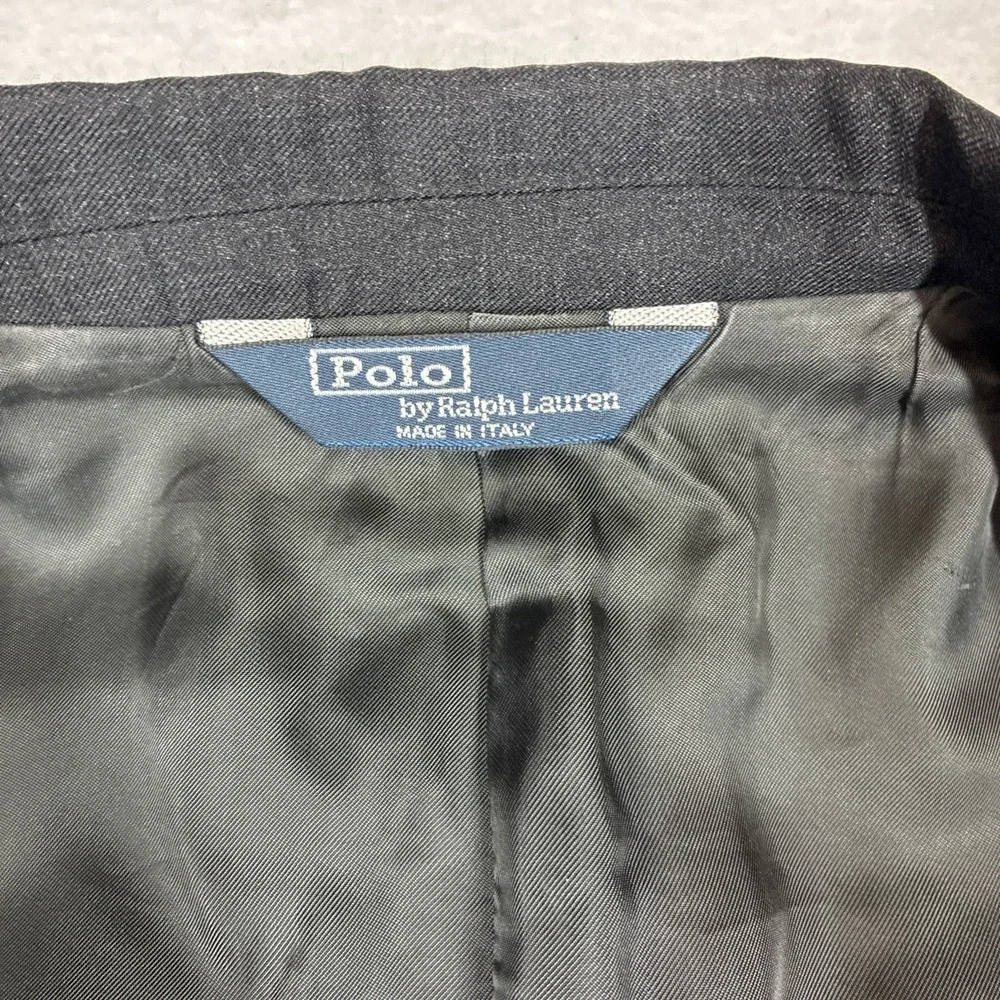 Vintage Polo Ralph Lauren Blue Label Three Button Black Blazer Made in Italy 38S